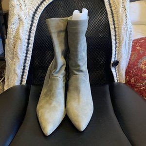 Vince Comuto Suede Pointed Toe Heel Boot Gray